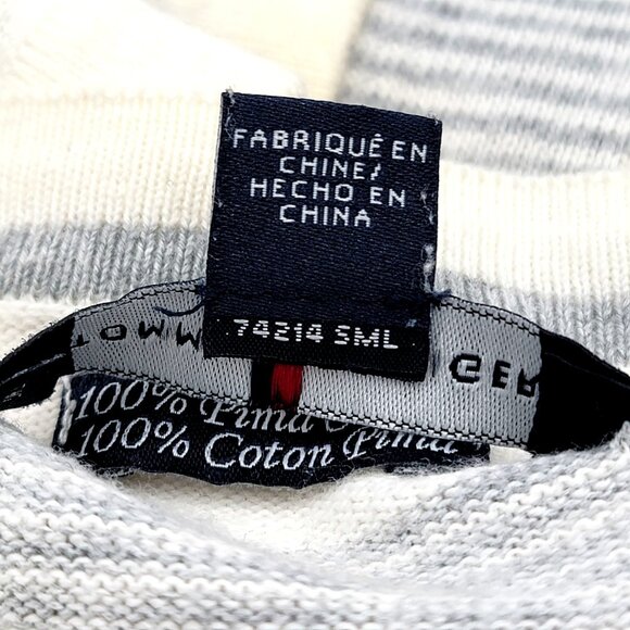 Tommy Hilfiger Womens Striped Cardigan With Pearl Accents 100% Pima Size M - Picture 9 of 16